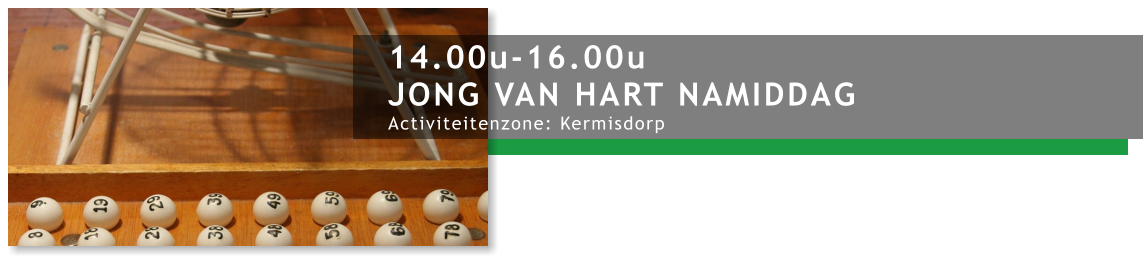 14.00u-16.00u JONG VAN HART NAMIDDAG Activiteitenzone: Kermisdorp